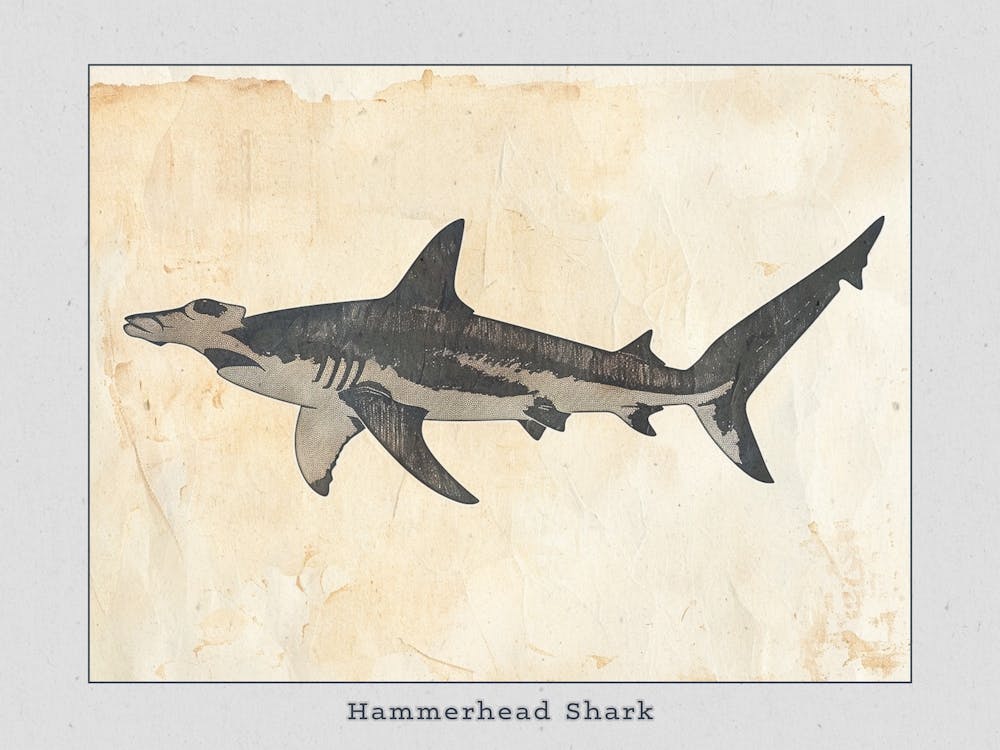 Hammerhead Shark Grey Silhouette 12 Poster