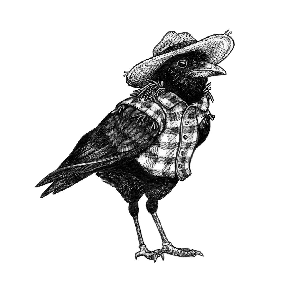 Scarecrow Illustration in Ink Square