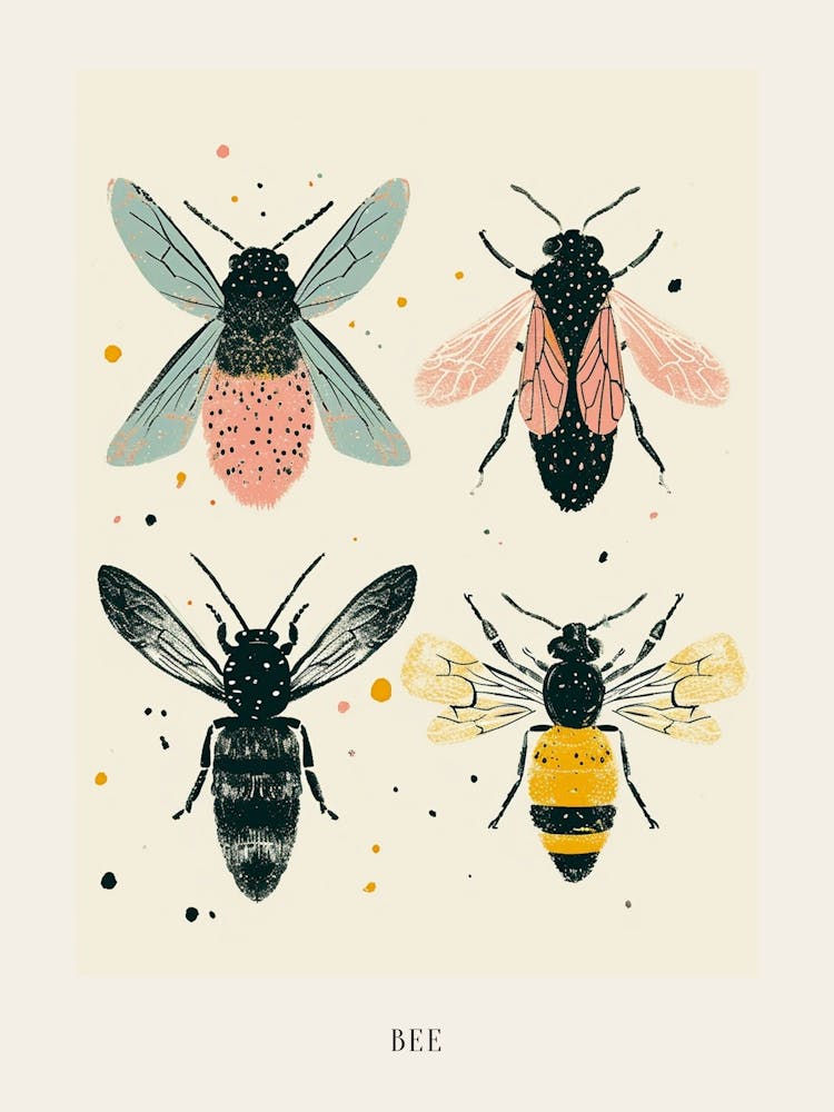Colourful Insect Illustration Bee 7 Poster