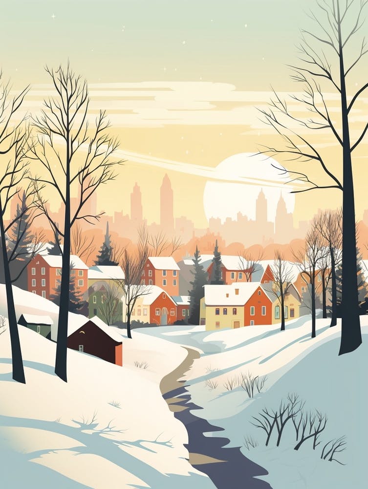 Vintage Winter Travel Illustration St Louis Missouri 1
