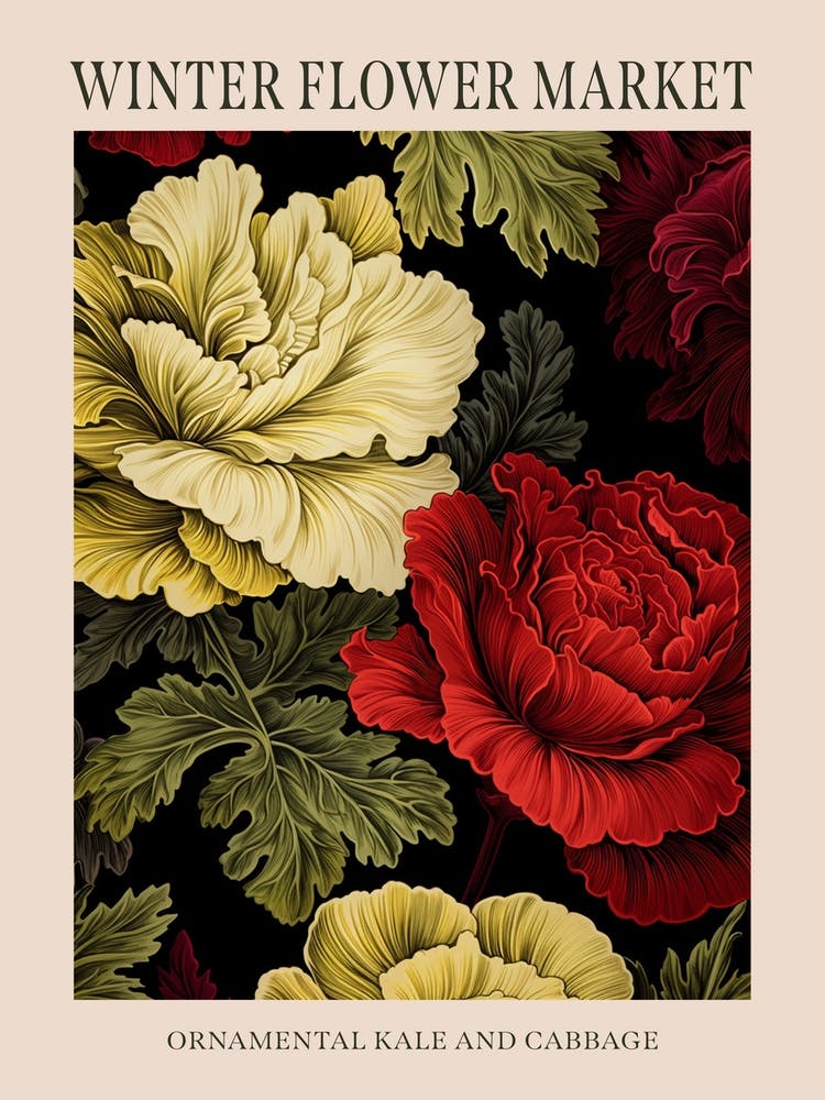 Ornamental Kale And Cabbage 3 Winter Flower Market Poster