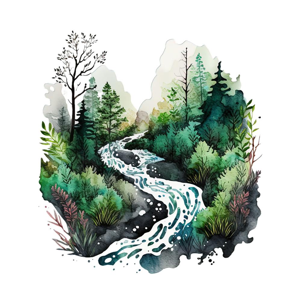 Watercolor Forest Landscape