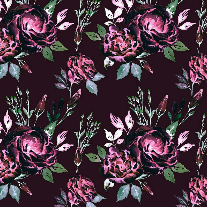 Watercolor Floral bouquets Dark Purple