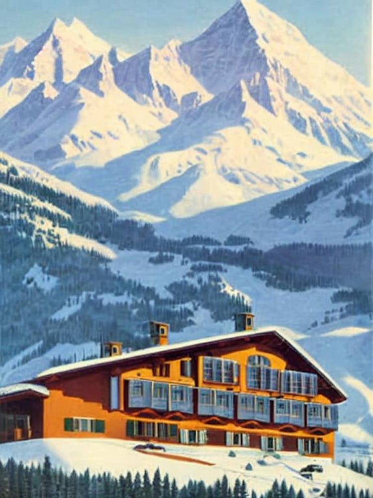 Cervinia, Italien Skigebiet Vintage-Landschaft 3 Ski-Poster
