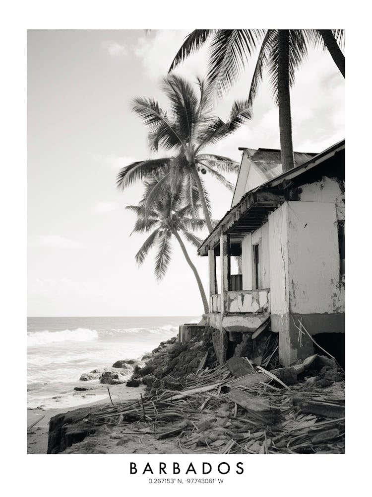 Poster Of Barbados, Black And White Analogue Photograph 4