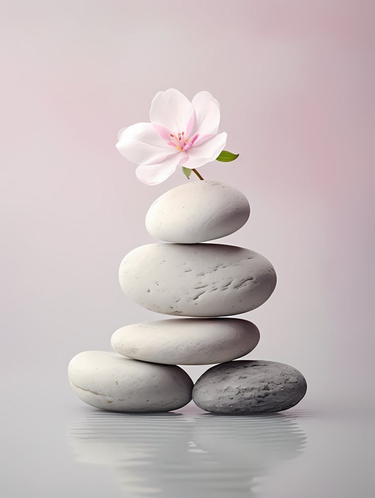 Zen Stones With Flower 1