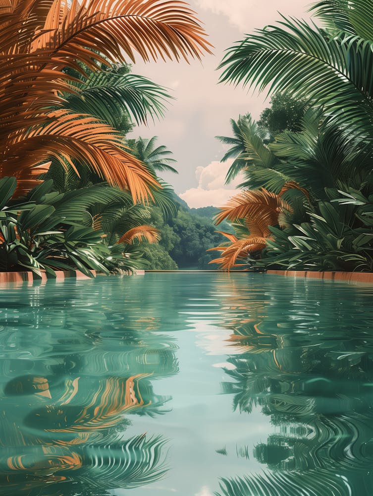 Tropical Landscape With Palm Trees