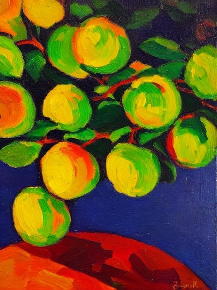 Apple 1 Fruit Vibrant Matisse Inspired Painting Fruit