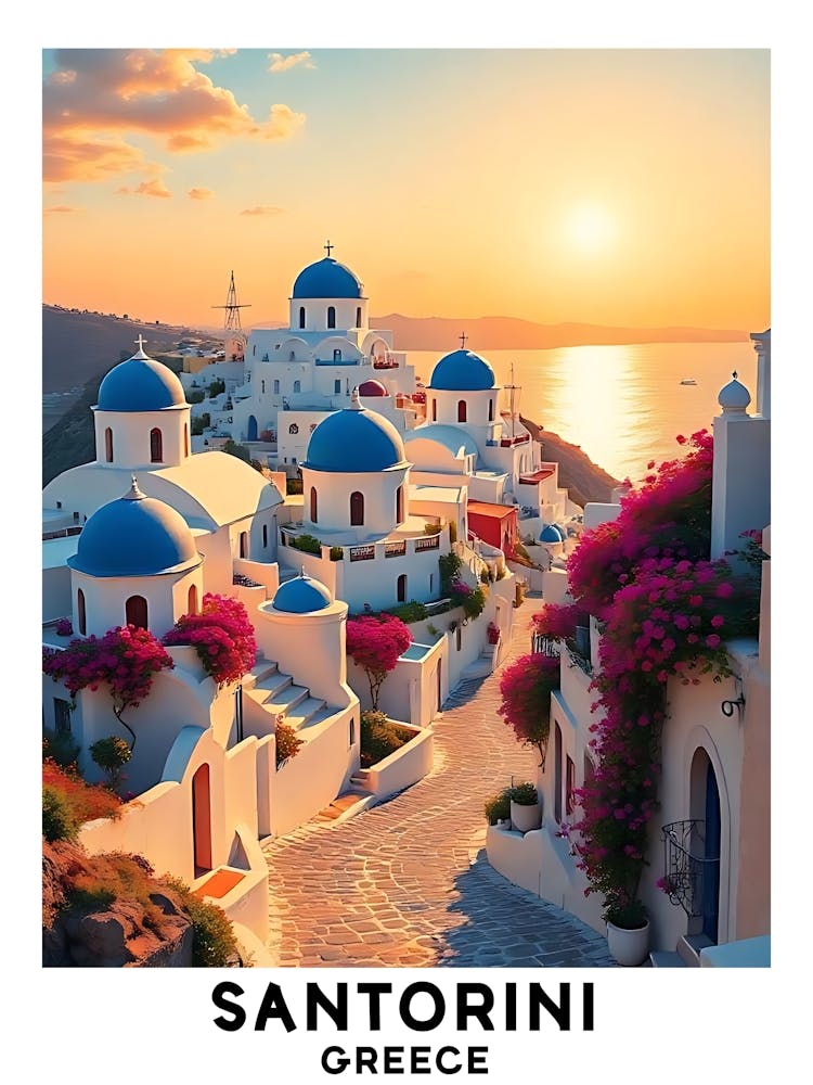 Santorini - Greece Vintage Travel Poster 34