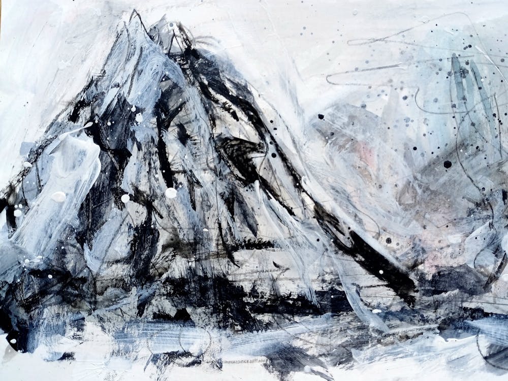 Mountain Painting Monochrome
