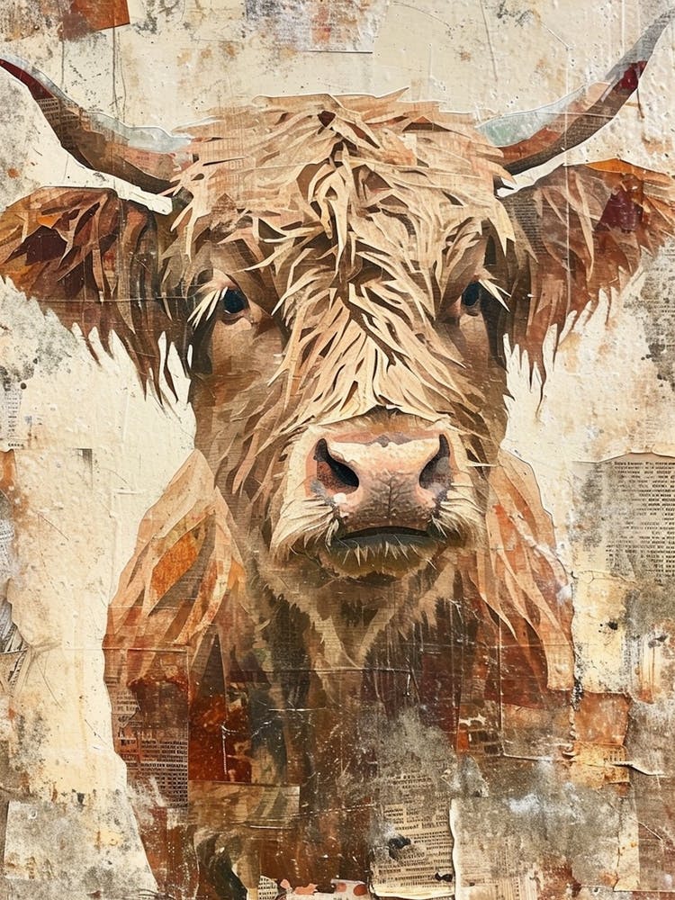 Retro Highland Cow Collage 3
