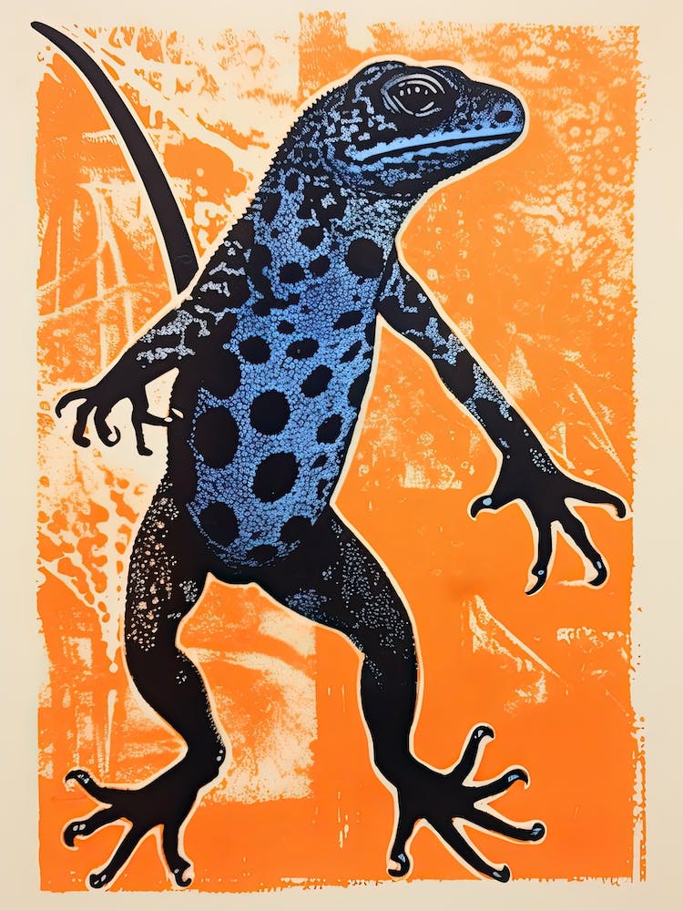 Lizard, Woodblock Animal Drawing 3
