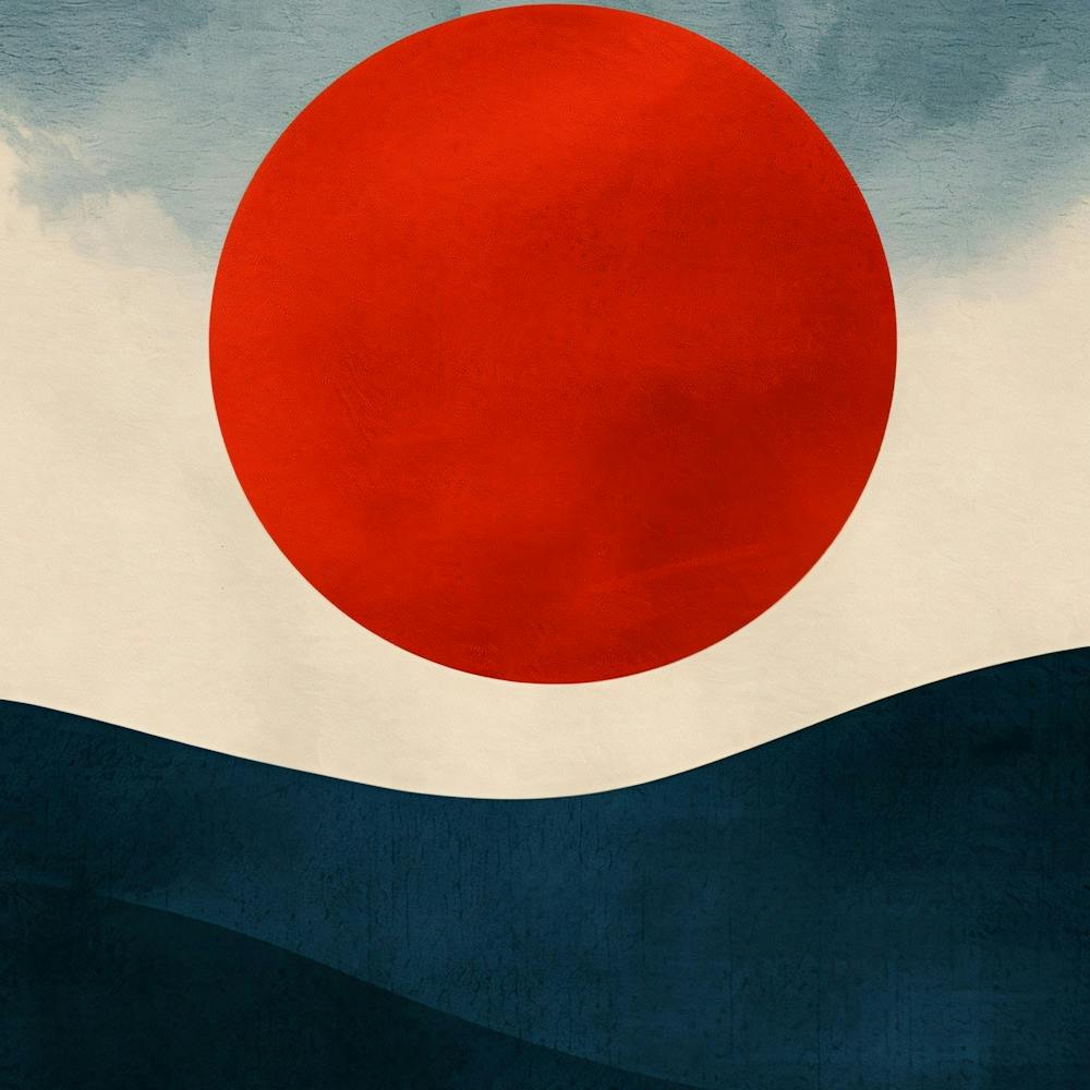 Red Sun Rising Over The Sea