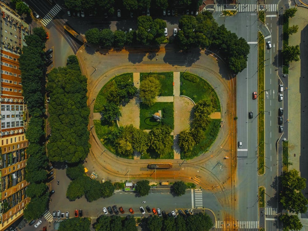 Park in Milan, Italy drone photo