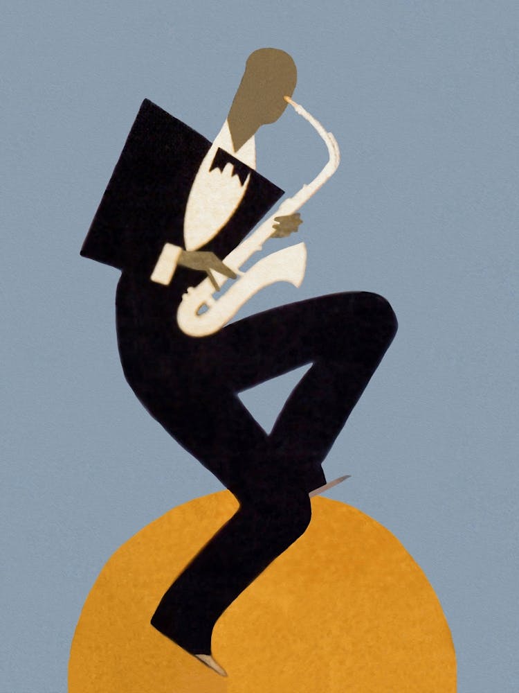 Jazz Saxophone Player, Vintage Music Poster