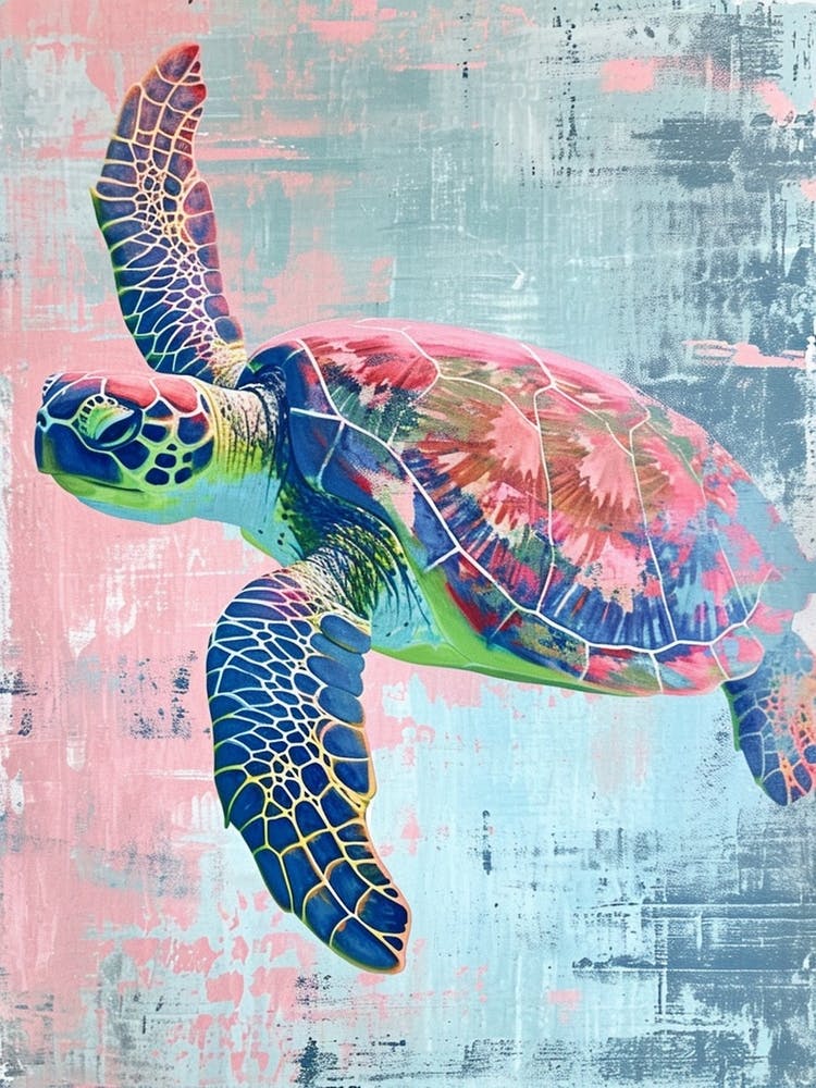 Impasto Pastel Sea Turtle Painting 3
