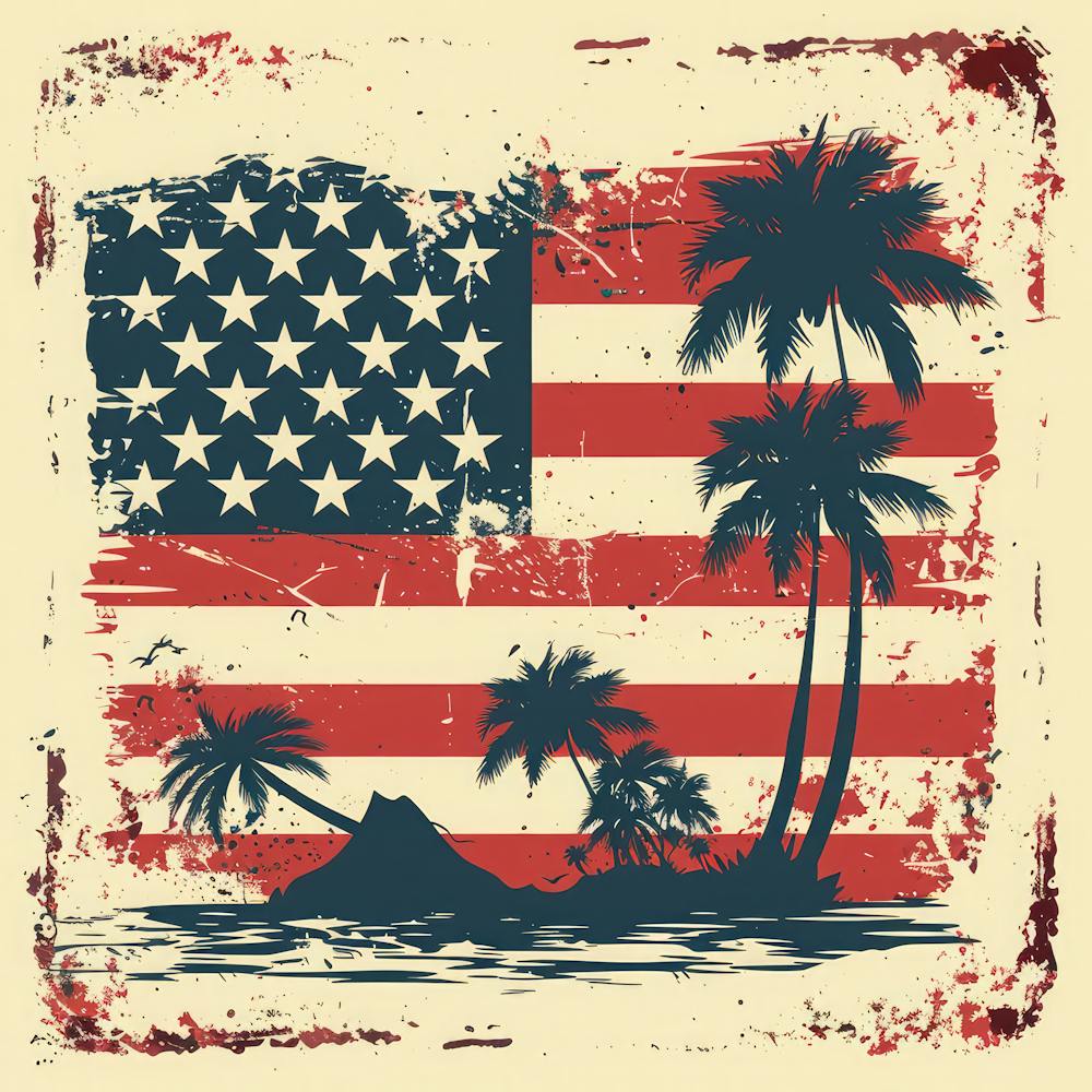 American Flag With Palm Trees 2