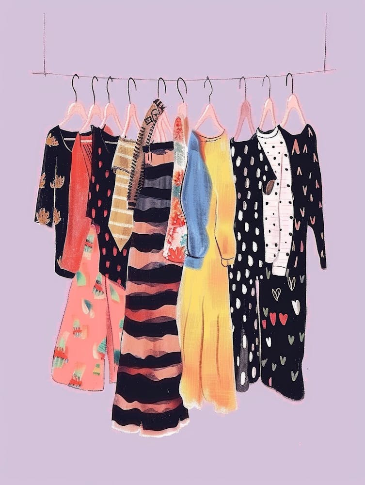 Illustration Of Clothes Hanging On A Line
