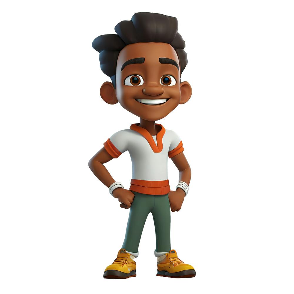 African American Boy Cartoon Character