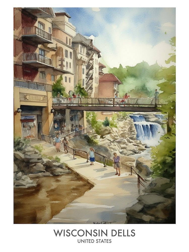 Wisconsin Dells 2 Watercolour Travel Poster