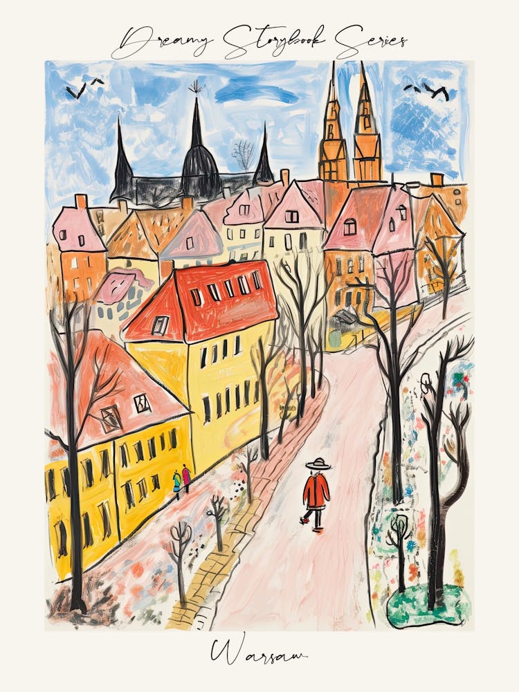 Poster Of Warsaw, Dreamy Storybook Illustration 1