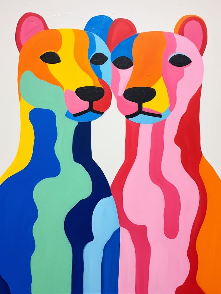 Colourful Kids Animal Art Mountain Lion 1