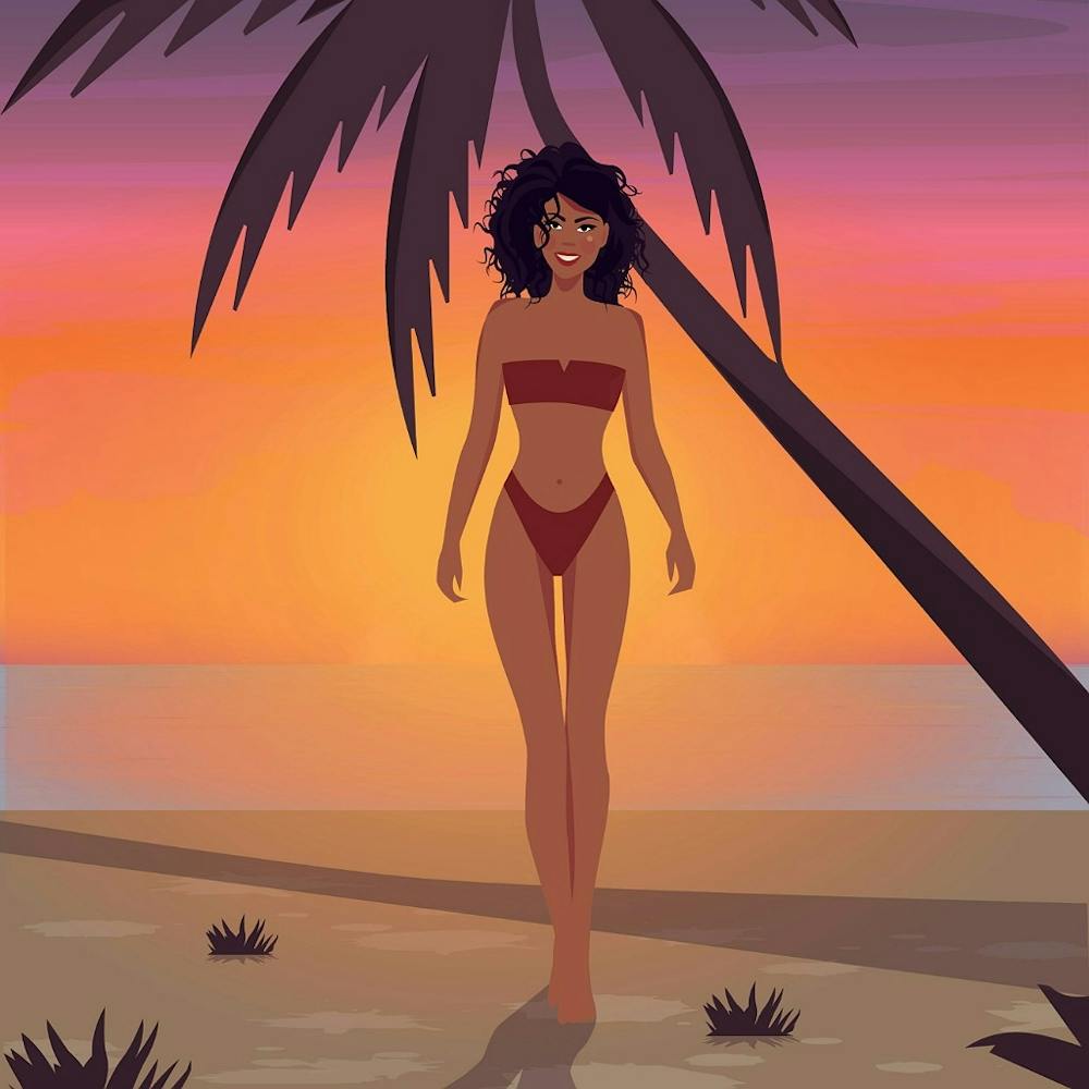 Afroamerikanische Frau am Strand