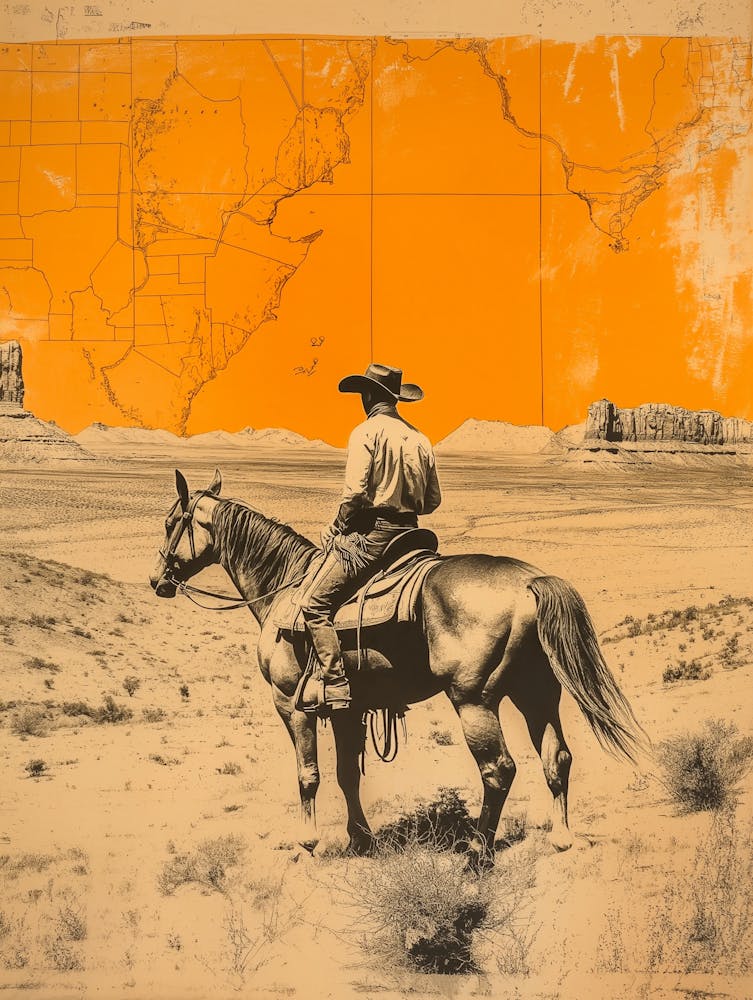 A Cowboy On Horseback In The Desert