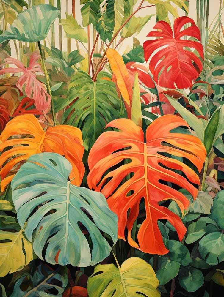 Tropische Pflanzenmalerei Philodendron 4