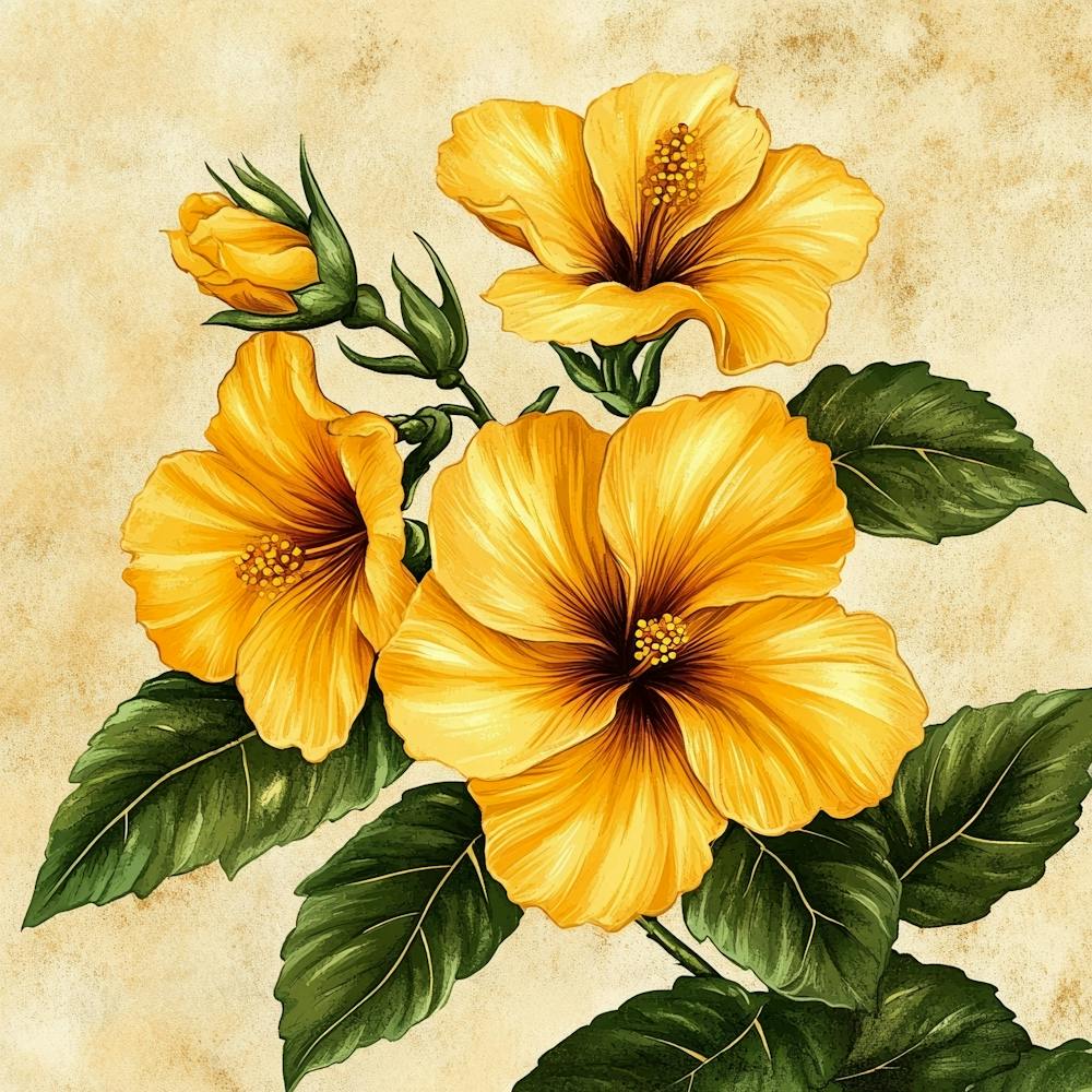 Yellow Hibiscus Art