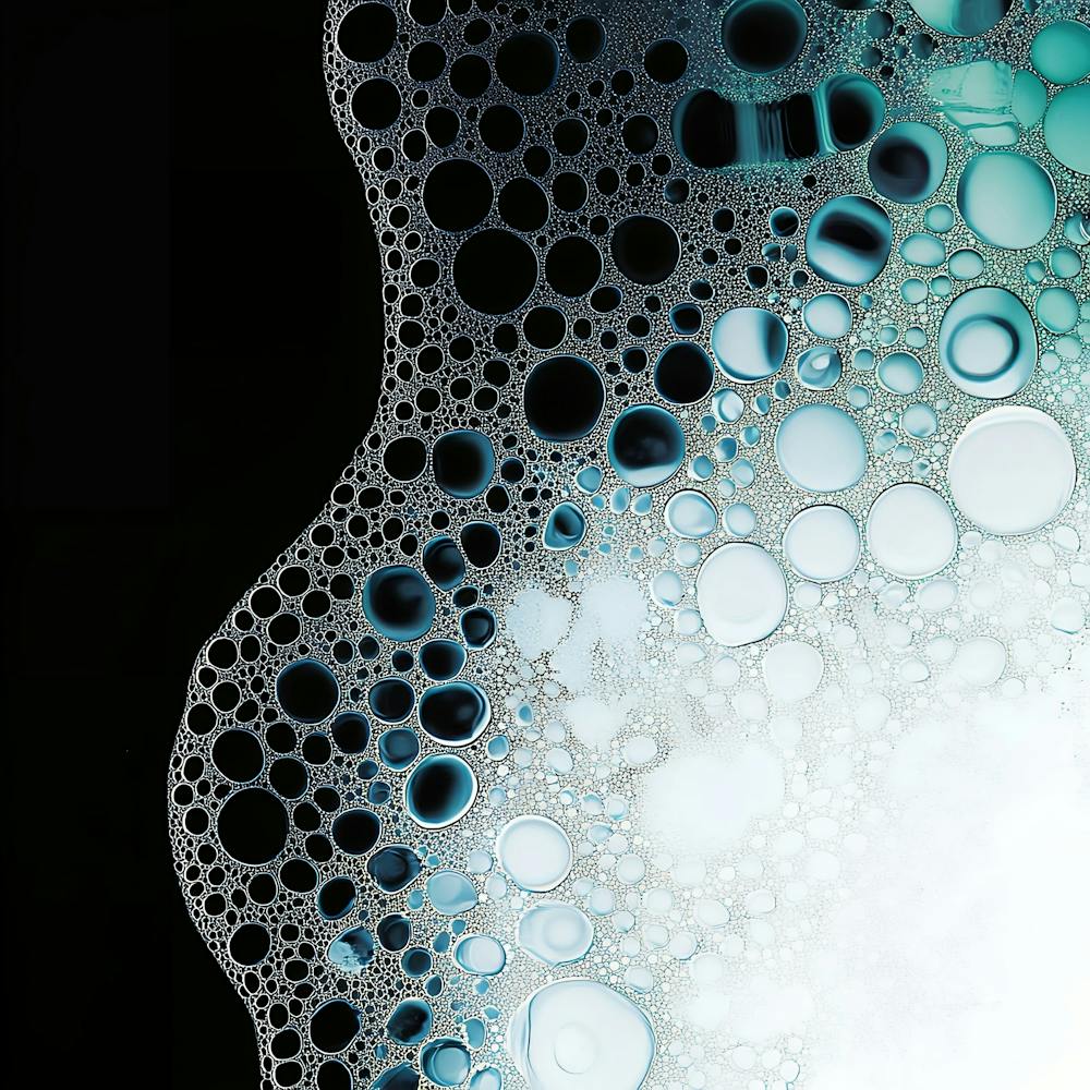 Soap Bubbles On Black Background