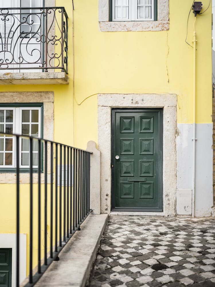 Yellow House At Alfama Lisbon