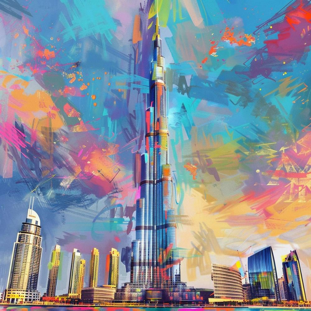 Burj Khalifa Oil Painting 2