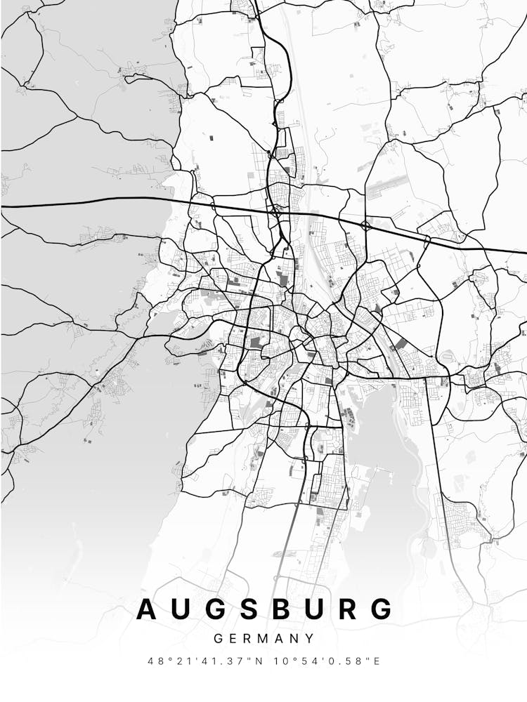 Augsburg Germany White Map