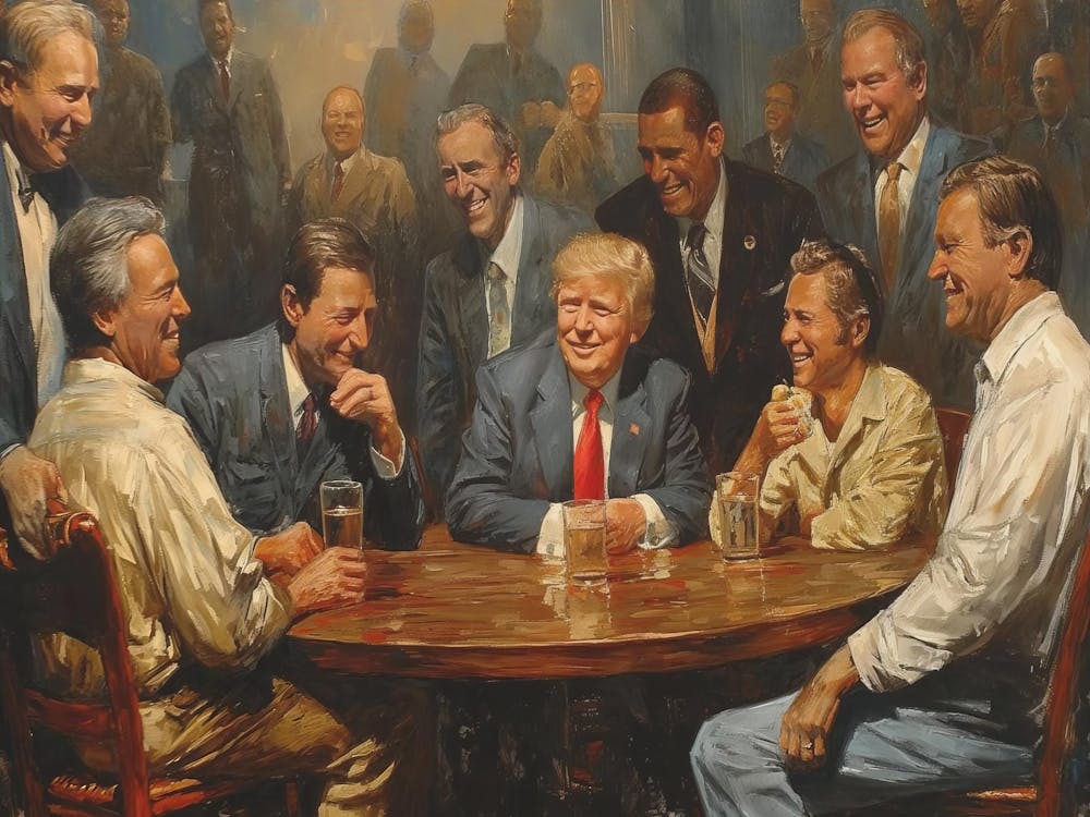 Trump At A Bar, Matte Canvas, Home Decor, Political Art, Funny President Print, Election Gift, Wall