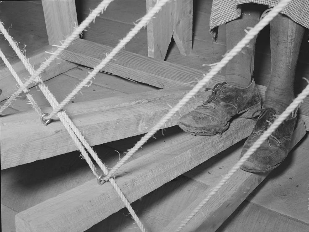 Feet Of Spanish American Woman On The Pedal Of Loom, Wpa (Works Progress Administrationwork Projects