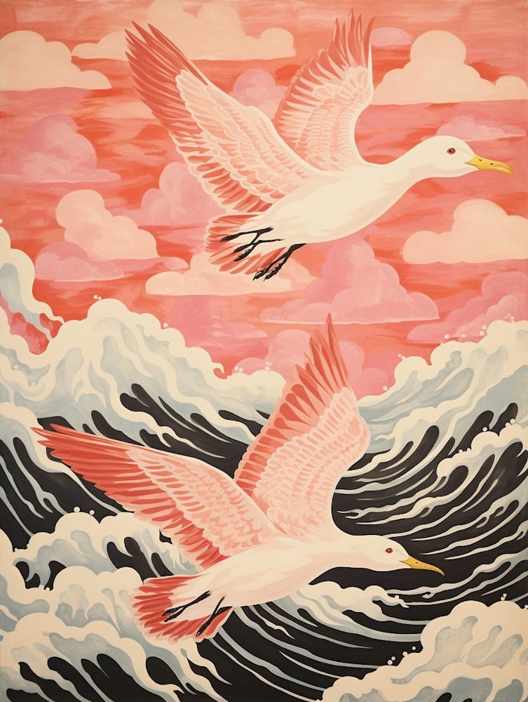 Vintage Japanese Inspired Bird Print Albatross 1