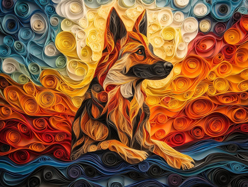 German Shepherd Paper Quilling Dog Portrait II