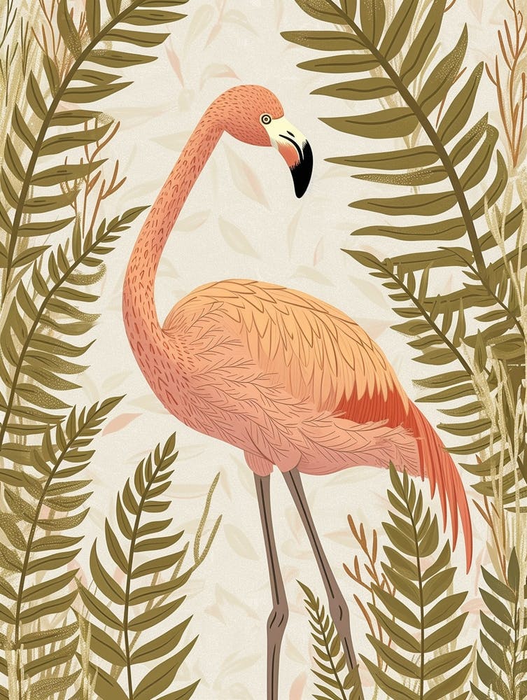 Chile-Flamingo Farne Minimalistische Illustration 4