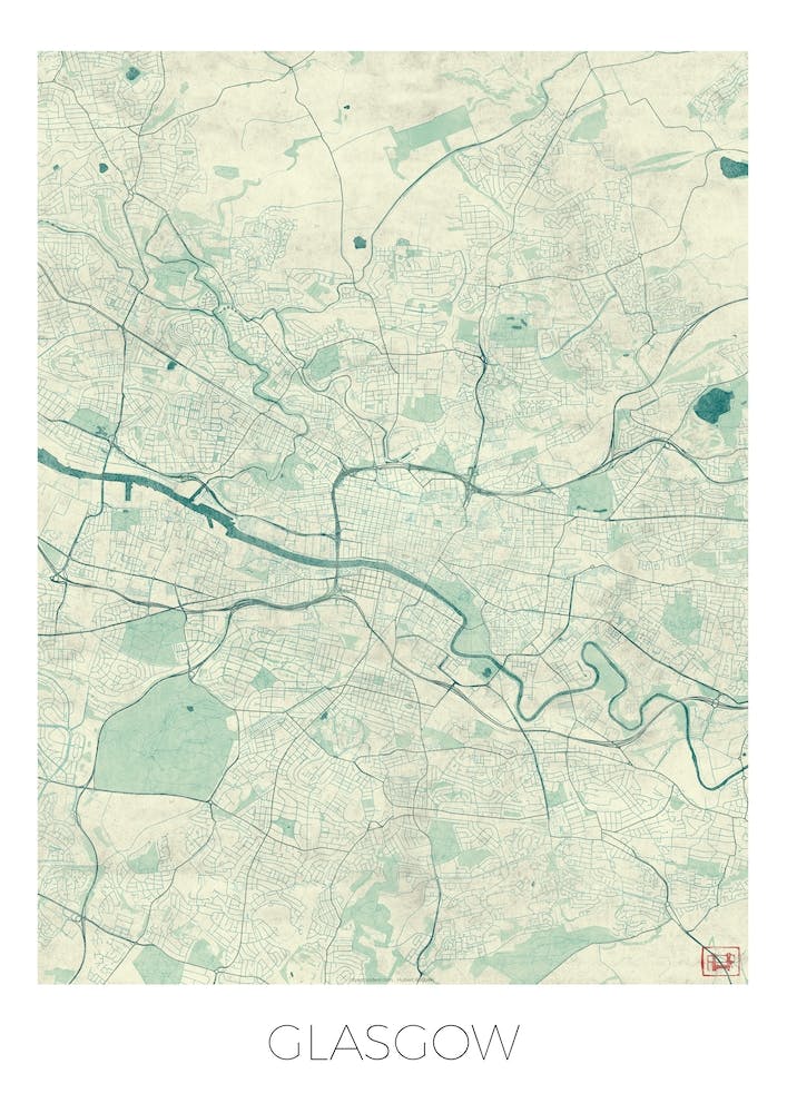 Glasgow Map Vintage in Blue