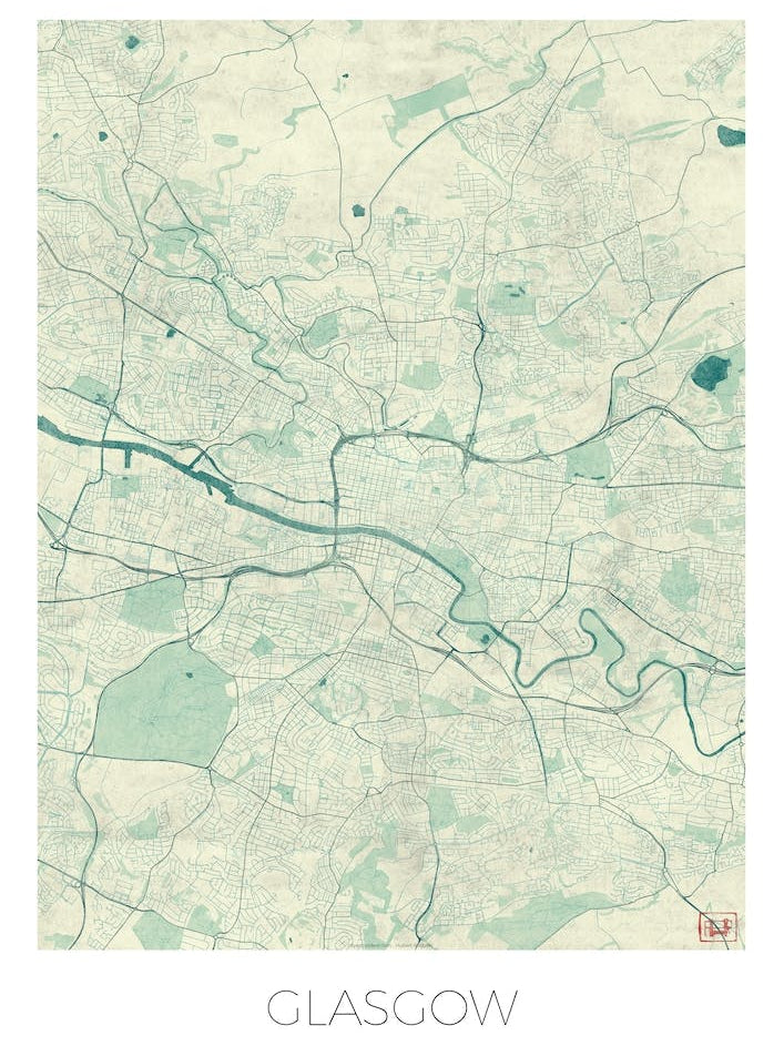 Glasgow Map Vintage in Blue