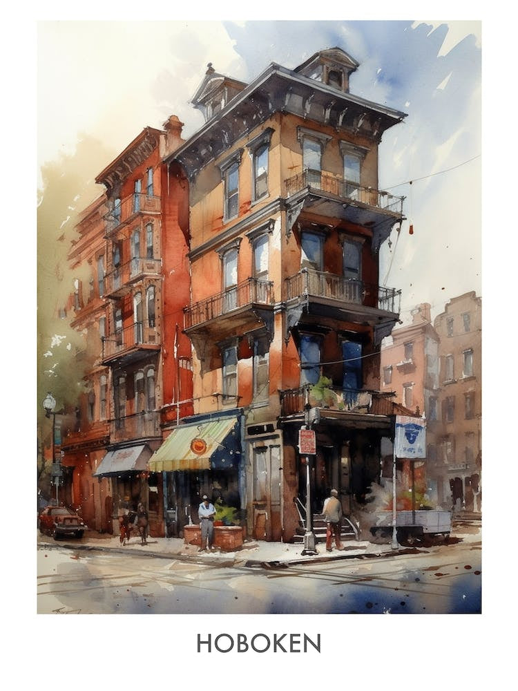 Hoboken Watercolor 2travel Poster