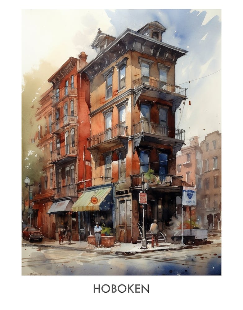 Hoboken Watercolor 2travel Poster