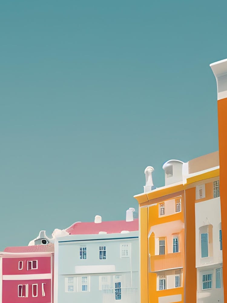 Seaside Row Of Houses Sunny Day Summer Brighton South Coast England Hotels