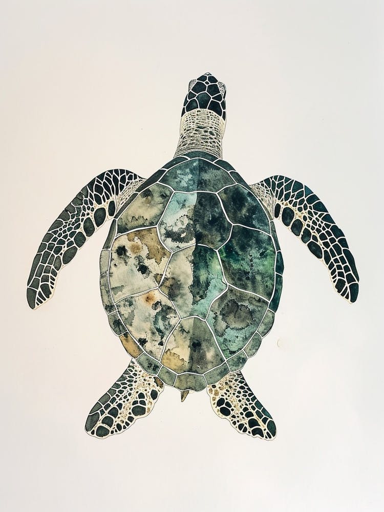 Minimalist Paint Smudge Sea Turtle