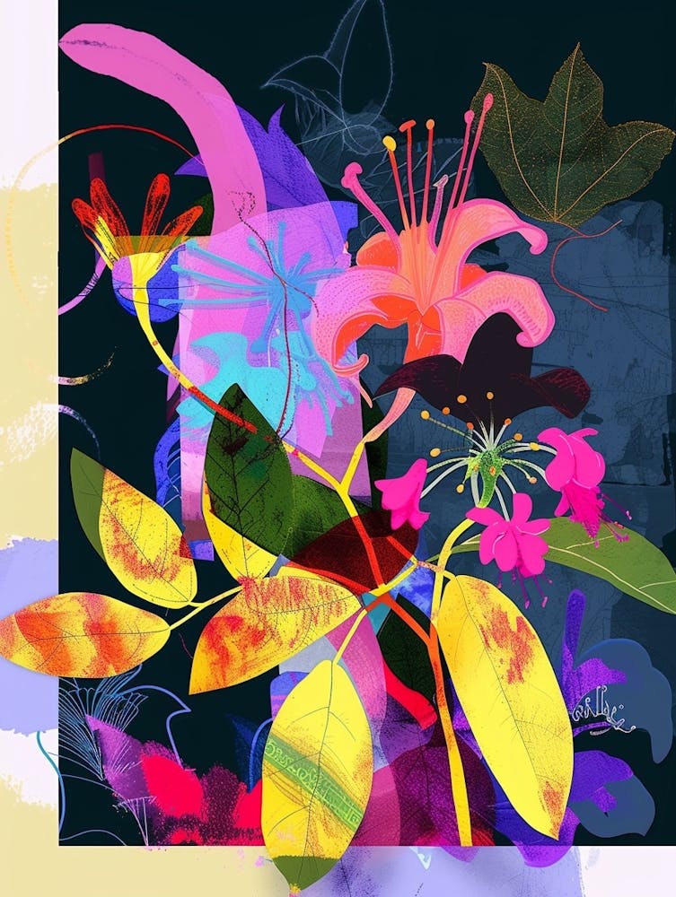 Geißblatt 3 Neon Blumen Collage