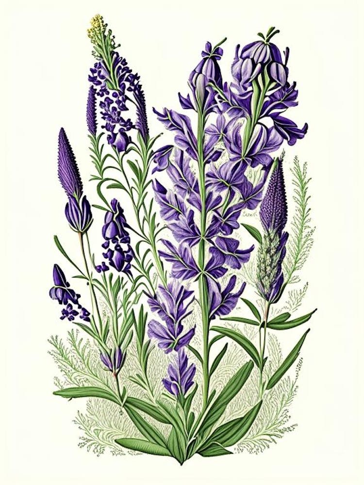 Lavender Floral 2 Botanical Vintage Poster Flower