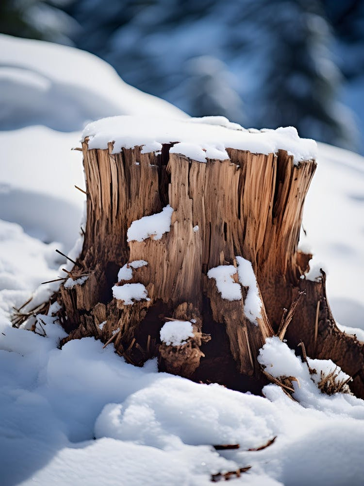 Tree Stump In Winter