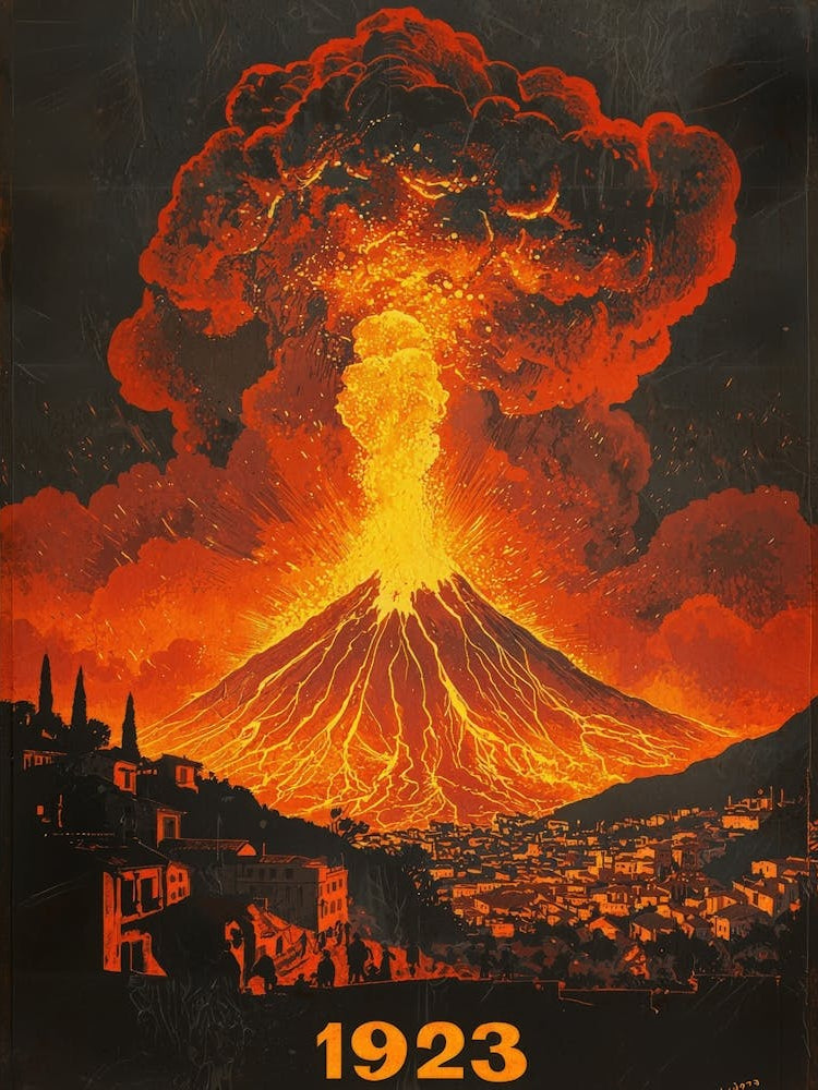 Aihrgdesign A Dramatic Vintage Poster Depicting The 1923 Erup 74a6fdf3 6e5f 4814 B0e8 Cc1650cc419f 1