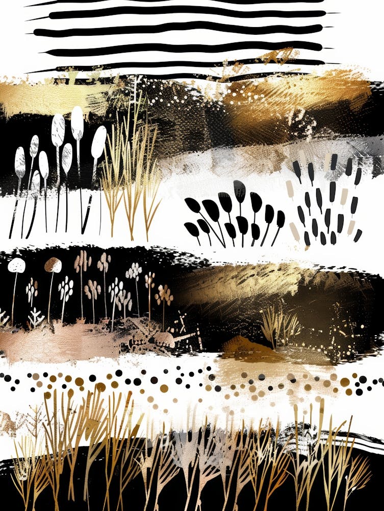 Gold And Black Abstract Painting 55